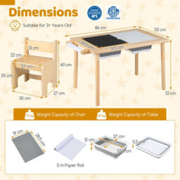 GAINOOM Adjustable Kids Sensory Table Set Natural - thumbnail 2