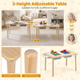 GAINOOM Adjustable Kids Sensory Table Set Natural - thumbnail 7