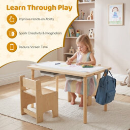 GAINOOM Adjustable Kids Sensory Table Set Natural - thumbnail 4