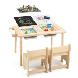 GAINOOM Adjustable Kids Sensory Table Set Natural