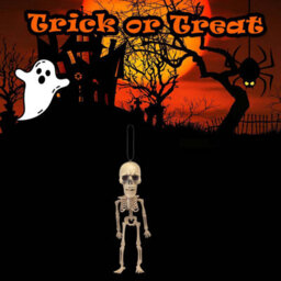 Halloween Skeleton Decoration Big Head, Red Led Eyes Trick Or Treat - thumbnail 3