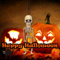 Halloween Skeleton Decoration Big Head, Red Led Eyes Trick Or Treat - thumbnail 5