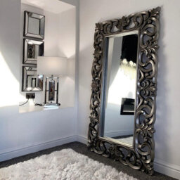 Melody Maison Large Baroque-Style Silver Wall / Floor Mirror 90Cm X 168Cm - thumbnail 5