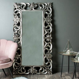 Melody Maison Large Baroque-Style Silver Wall / Floor Mirror 90Cm X 168Cm