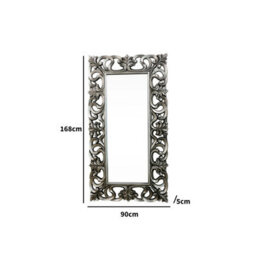 Melody Maison Large Baroque-Style Silver Wall / Floor Mirror 90Cm X 168Cm - thumbnail 7