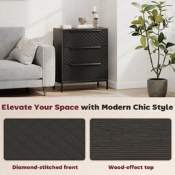 Wyld Haus Salimo Metal Black 3-Drawer Fabric Dresser, Mdf Frame, Raised Steel Base, 59.5 X 30 X 73.5 Cm - thumbnail 8
