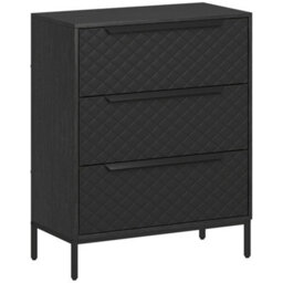 Wyld Haus Salimo Metal Black 3-Drawer Fabric Dresser, Mdf Frame, Raised Steel Base, 59.5 X 30 X 73.5 Cm - thumbnail 2