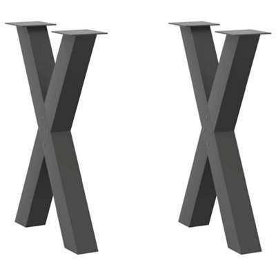 Berkfield Dining Table Legs X-Shaped 2 Pcs Anthracite 60X(72-73) Cm Steel - image 1
