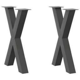 Berkfield Dining Table Legs X-Shaped 2 Pcs Anthracite 60X(72-73) Cm Steel - thumbnail 1
