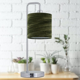 First Choice Lighting Set Of 2 Chrome Arched Table Lamps With Green Crushed Velvet Shades - thumbnail 6