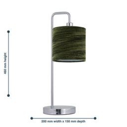First Choice Lighting Set Of 2 Chrome Arched Table Lamps With Green Crushed Velvet Shades - thumbnail 7