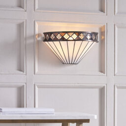 Luminosa Lighting Luminosa Fargo 1 Light Indoor Wall Uplighter Dark Bronze With Tiffany Glass, E27 - thumbnail 2