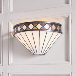 Luminosa Lighting Luminosa Fargo 1 Light Indoor Wall Uplighter Dark Bronze With Tiffany Glass, E27 - thumbnail 3