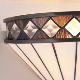 Luminosa Lighting Luminosa Fargo 1 Light Indoor Wall Uplighter Dark Bronze With Tiffany Glass, E27 - thumbnail 4