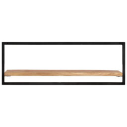 Berkfield Wall Shelves 2 Pcs 100X24X35 Cm Solid Wood Acacia And Steel - thumbnail 3