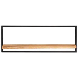Berkfield Wall Shelves 2 Pcs 100X24X35 Cm Solid Wood Acacia And Steel - thumbnail 2