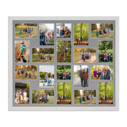 AK Frames 80X70Cm White Ash Modern Multi Photo Frame With Mid Grey Mount - Holds 20 Apertures (18X) 6X4, (2X) 4X4 Photos