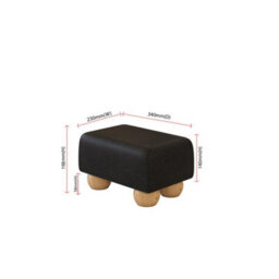 Black Natural Wood Bun Feet Faux Leather Small Footstool  Handmade Uk By Footstools Direct - thumbnail 2