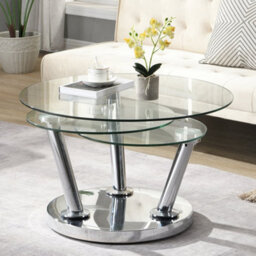 Furniture in Fashion Synchro Clear Glass Coffee Table With Chrome Base - thumbnail 3