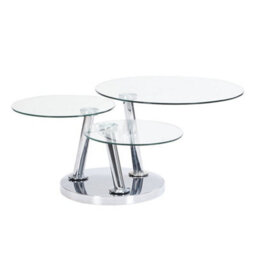 Furniture in Fashion Synchro Clear Glass Coffee Table With Chrome Base - thumbnail 4