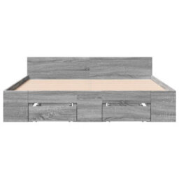 Berkfield Bed Frame With Drawers Without Mattress Grey Sonoma 160X200 Cm - thumbnail 4