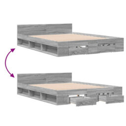 Berkfield Bed Frame With Drawers Without Mattress Grey Sonoma 160X200 Cm - thumbnail 7