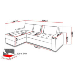 Aden 4 Seater Corner Sofa Bed With Storage And Universal Sleeping Function Light Grey With Black - thumbnail 5