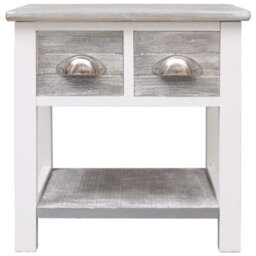 Berkfield Side Table Grey 40X40X40 Cm Paulownia Wood - thumbnail 2