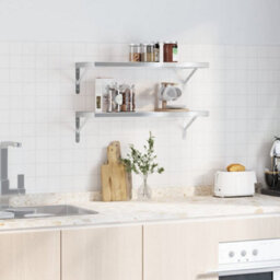 Berkfield Wall Shelves 2 Pcs 75X30 Cm Silver Stainless Steel - thumbnail 3