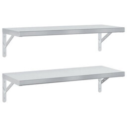 Berkfield Wall Shelves 2 Pcs 75X30 Cm Silver Stainless Steel - thumbnail 2