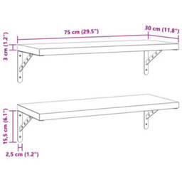 Berkfield Wall Shelves 2 Pcs 75X30 Cm Silver Stainless Steel - thumbnail 9