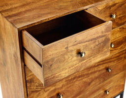 Elm Home And Garden Solid Mango Wood 2+3 Chest Of Drawers Dark Oak Finish Fully Assembled 105Cm High X 90Cm Wide X 42Cm Deep - thumbnail 6