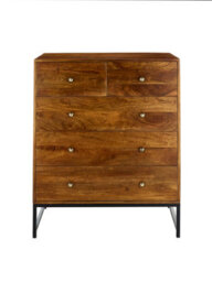 Elm Home And Garden Solid Mango Wood 2+3 Chest Of Drawers Dark Oak Finish Fully Assembled 105Cm High X 90Cm Wide X 42Cm Deep - thumbnail 5