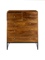 Elm Home And Garden Solid Mango Wood 2+3 Chest Of Drawers Dark Oak Finish Fully Assembled 105Cm High X 90Cm Wide X 42Cm Deep - thumbnail 2