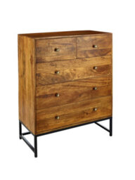 Elm Home And Garden Solid Mango Wood 2+3 Chest Of Drawers Dark Oak Finish Fully Assembled 105Cm High X 90Cm Wide X 42Cm Deep - thumbnail 1