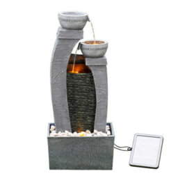 Teamson Home Garden Outdoor Water Feature, Solar Powered Water Fountain, Cascading Waterfall Design, With Led Lights - thumbnail 2
