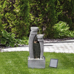 Teamson Home Garden Outdoor Water Feature, Solar Powered Water Fountain, Cascading Waterfall Design, With Led Lights - thumbnail 3