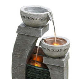 Teamson Home Garden Outdoor Water Feature, Solar Powered Water Fountain, Cascading Waterfall Design, With Led Lights - thumbnail 6