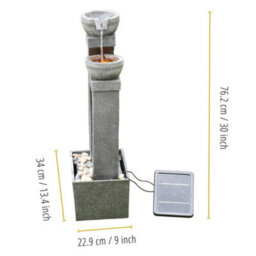 Teamson Home Garden Outdoor Water Feature, Solar Powered Water Fountain, Cascading Waterfall Design, With Led Lights - thumbnail 4