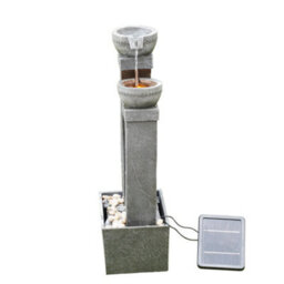 Teamson Home Garden Outdoor Water Feature, Solar Powered Water Fountain, Cascading Waterfall Design, With Led Lights - thumbnail 5