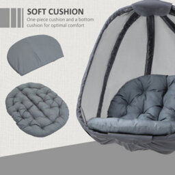 Outsunny Folding Hanging Egg Chair W/ Cushion And Stand For Indoor Outdoor Grey - thumbnail 4