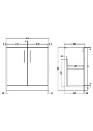Hudson Reed Components Floor Standing 2 Door Unit (385mm Deep), 800mm-Metallic Slate - thumbnail 2