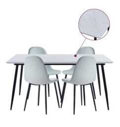 Hallowood Furniture Cullompton Large Rectangular Dining Table (1.6M) With 4 Light Grey Fabric Chairs - thumbnail 8
