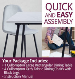 Hallowood Furniture Cullompton Large Rectangular Dining Table (1.6M) With 4 Light Grey Fabric Chairs - thumbnail 7