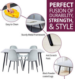 Hallowood Furniture Cullompton Large Rectangular Dining Table (1.6M) With 4 Light Grey Fabric Chairs - thumbnail 2