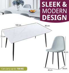 Hallowood Furniture Cullompton Large Rectangular Dining Table (1.6M) With 4 Light Grey Fabric Chairs - thumbnail 3