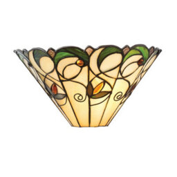 Tiffany Glass Floral Design Wall Light - Matt Black Steel - Dimmable Led Lamp - thumbnail 5