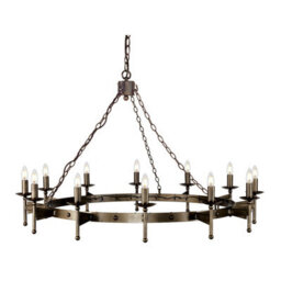 Elegant 12 Bulb Chandelier Pendant Light In Old Bronze Finish With Led E14 60W Bulbs