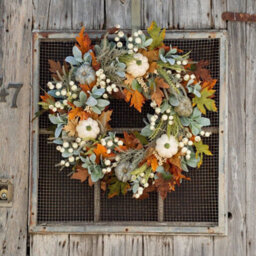 Artificial Wreath Of White Maple Leaves And Pumpkin, Imitation Autumn Front Door Wreath, Decorative Wreath, 40 Cm - thumbnail 4