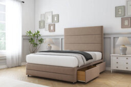 "Sloomy Monaco Mink Plush Divan Bed No Drawers-26"" Strutted Headboard & 12"" Footboard 4'6 Double" - thumbnail 4